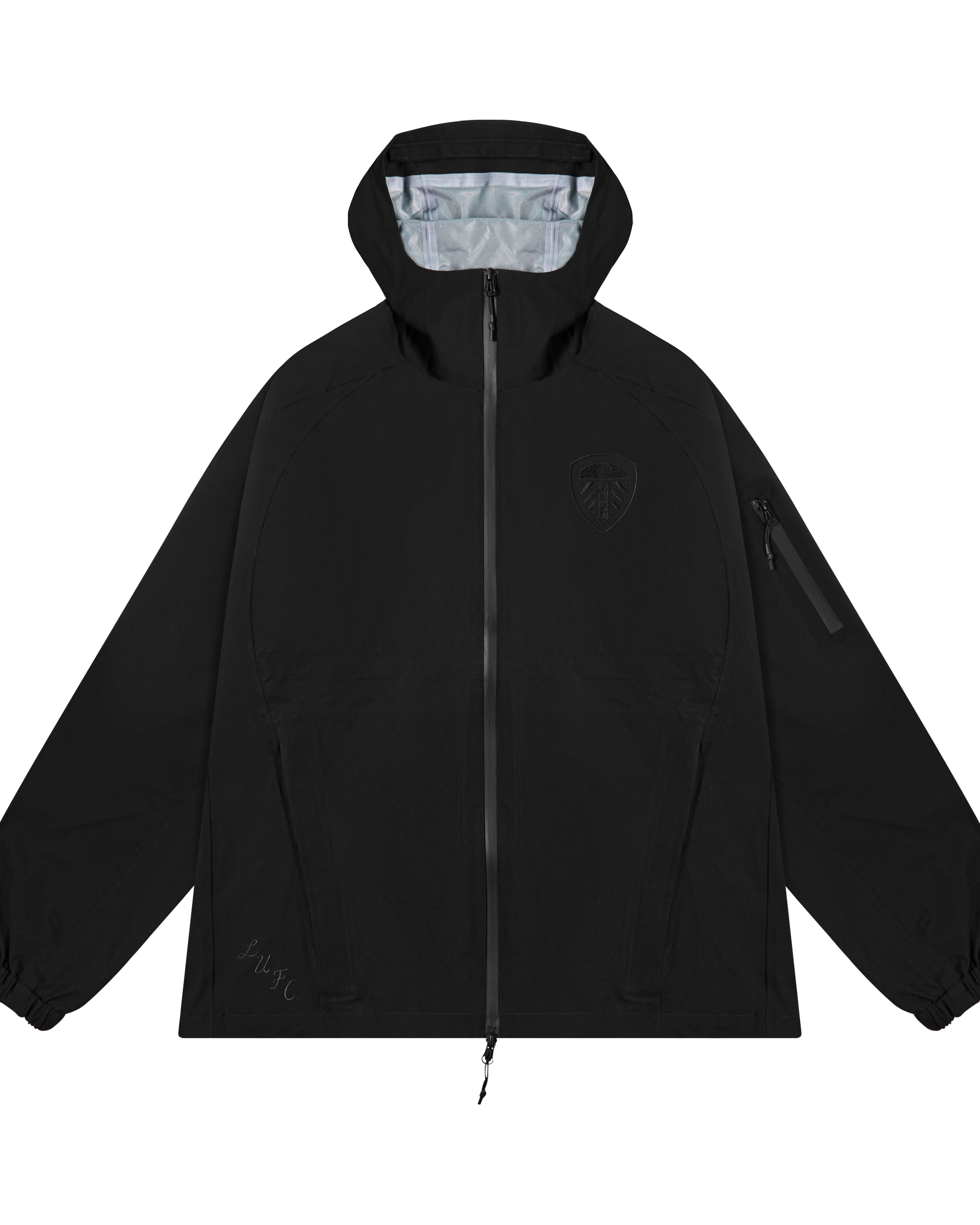 AOF Leeds United Shell Jacket | Black Coat | Art of Football