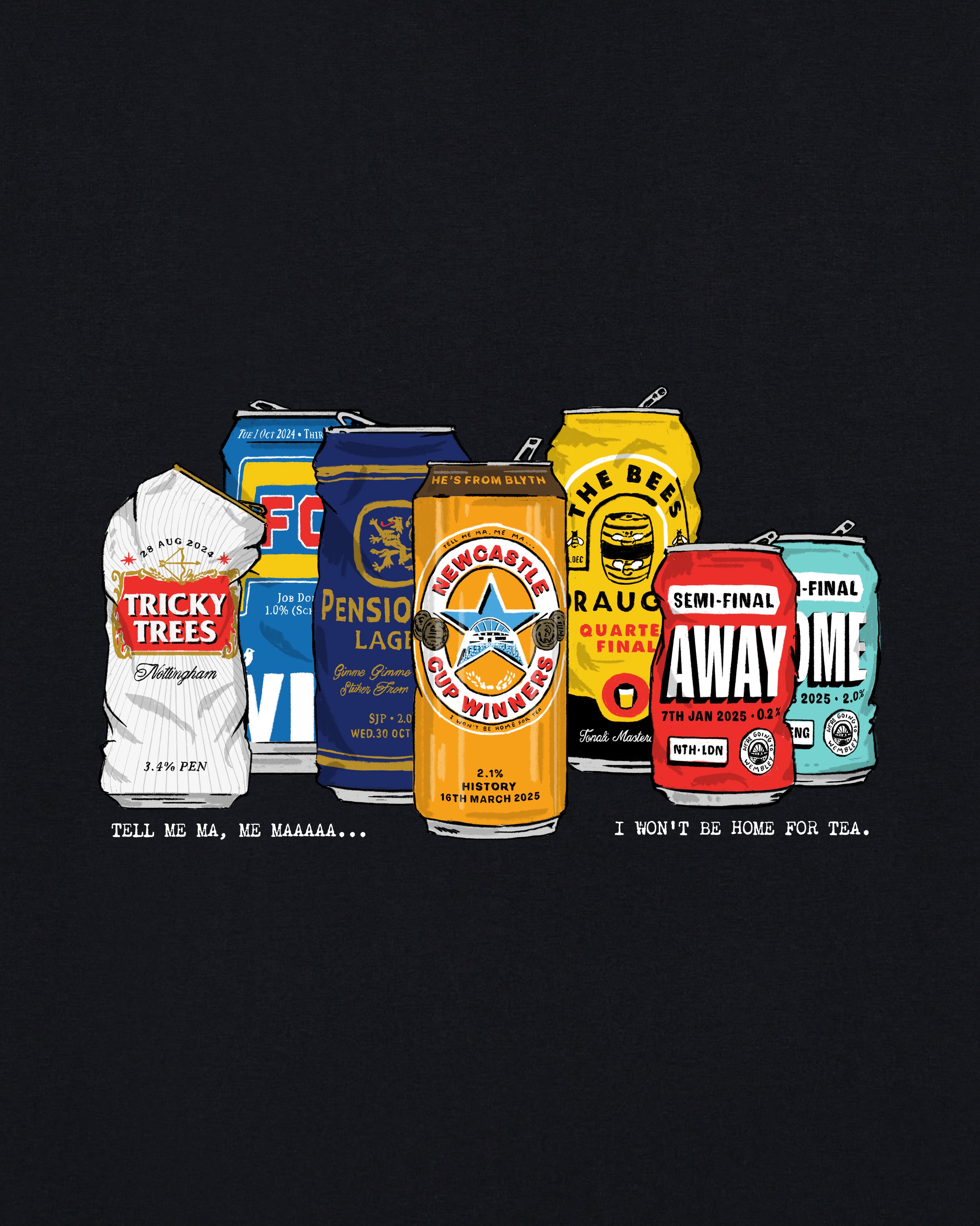 ART OF x Toon Cup Winners Cans | NUFC Black Graphic Football T-shirt