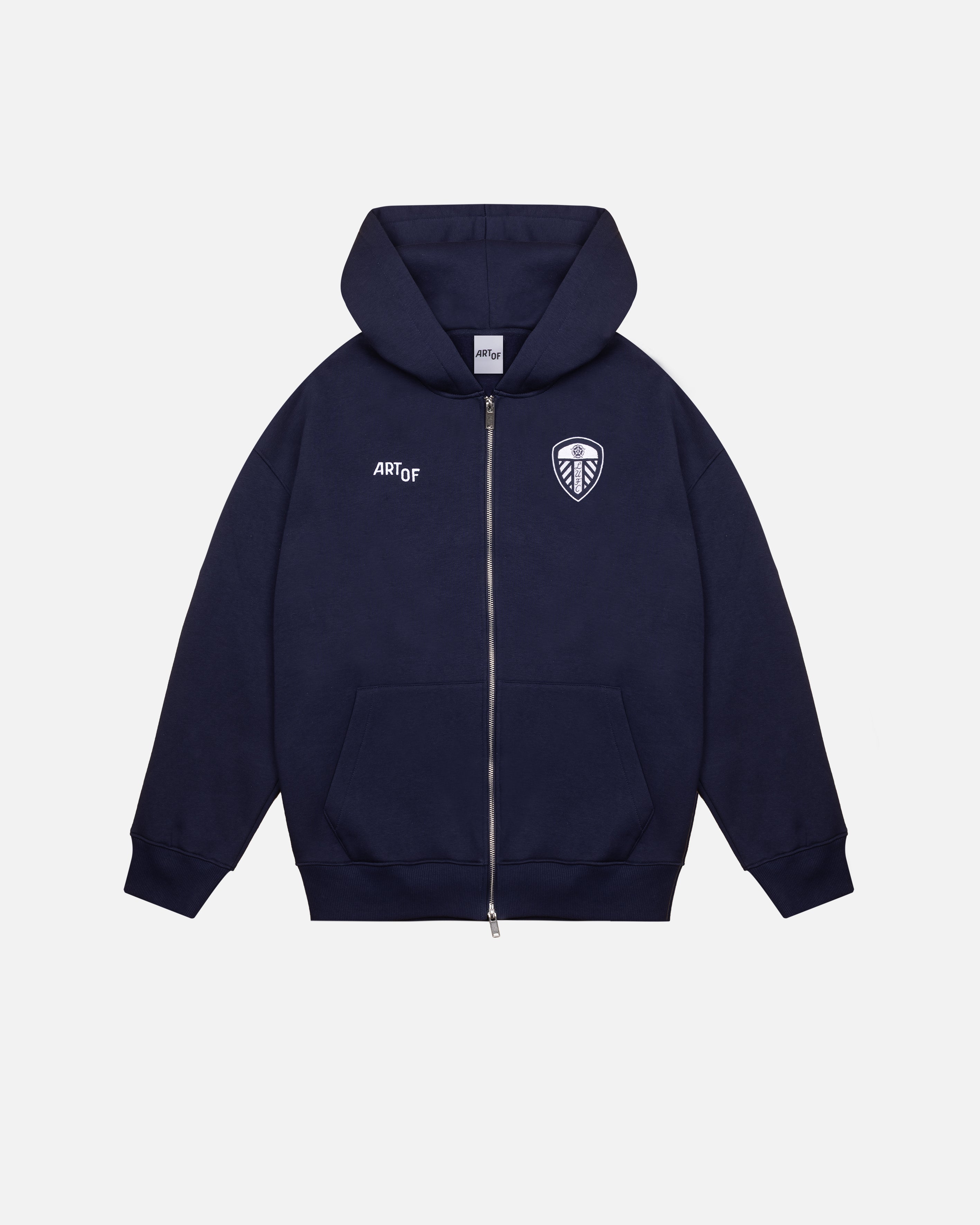 ART OF Leeds United Zip Through Hoodie | LUFC Debossed Football Sweat