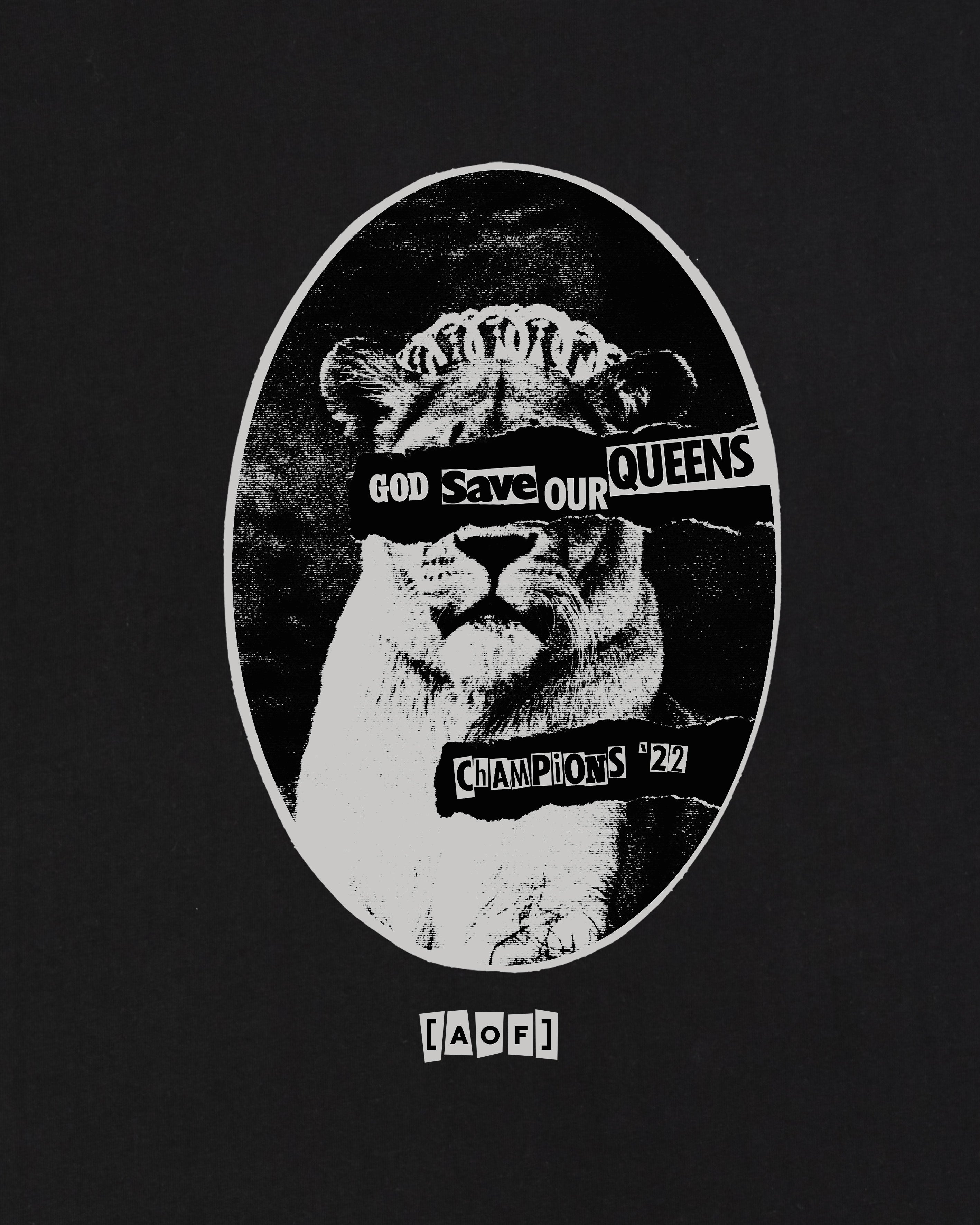 AOF God Save Our Queens Tee | Black Graphic T-shirt | Art of Football