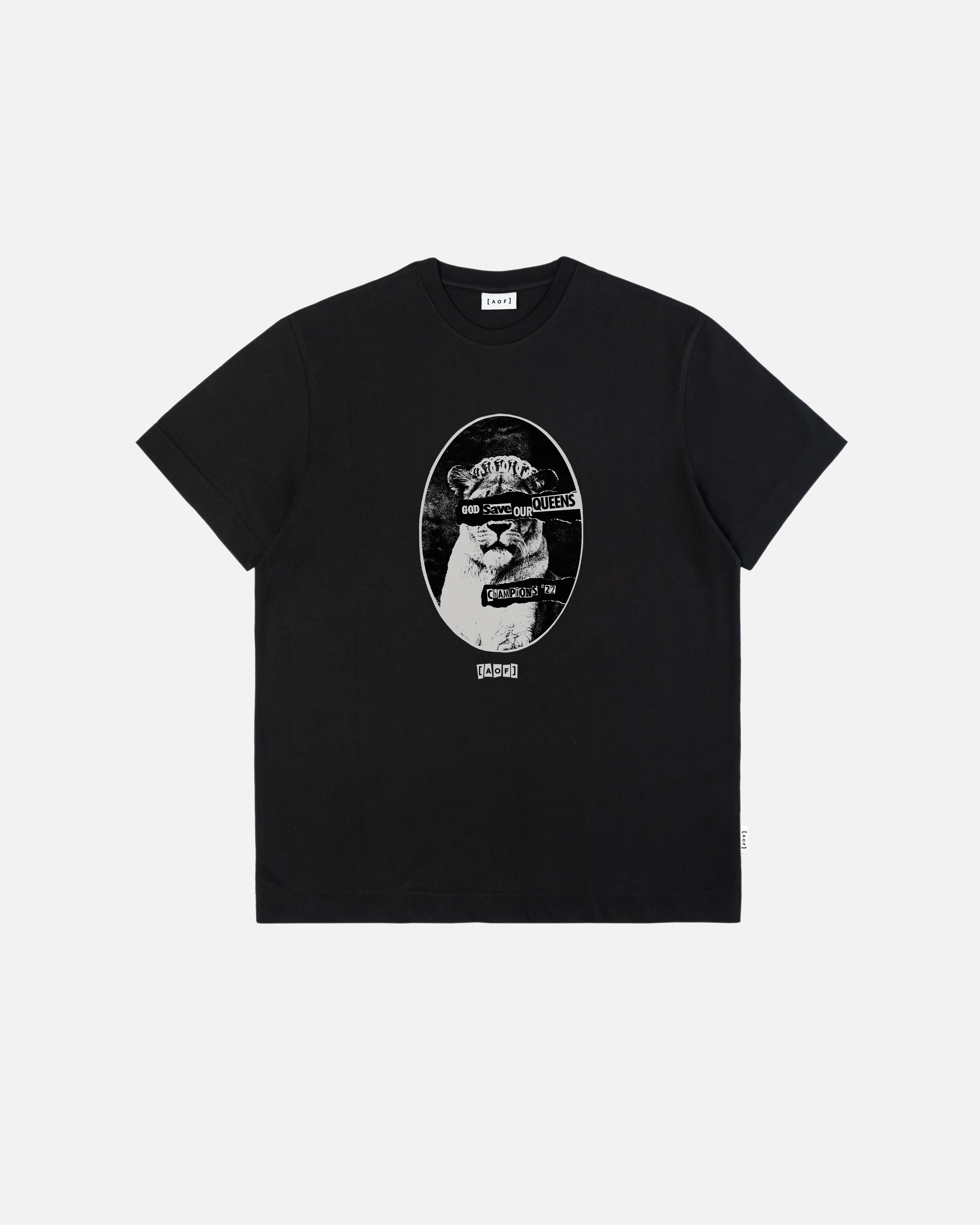 AOF God Save Our Queens Tee | Black Graphic T-shirt | Art of Football